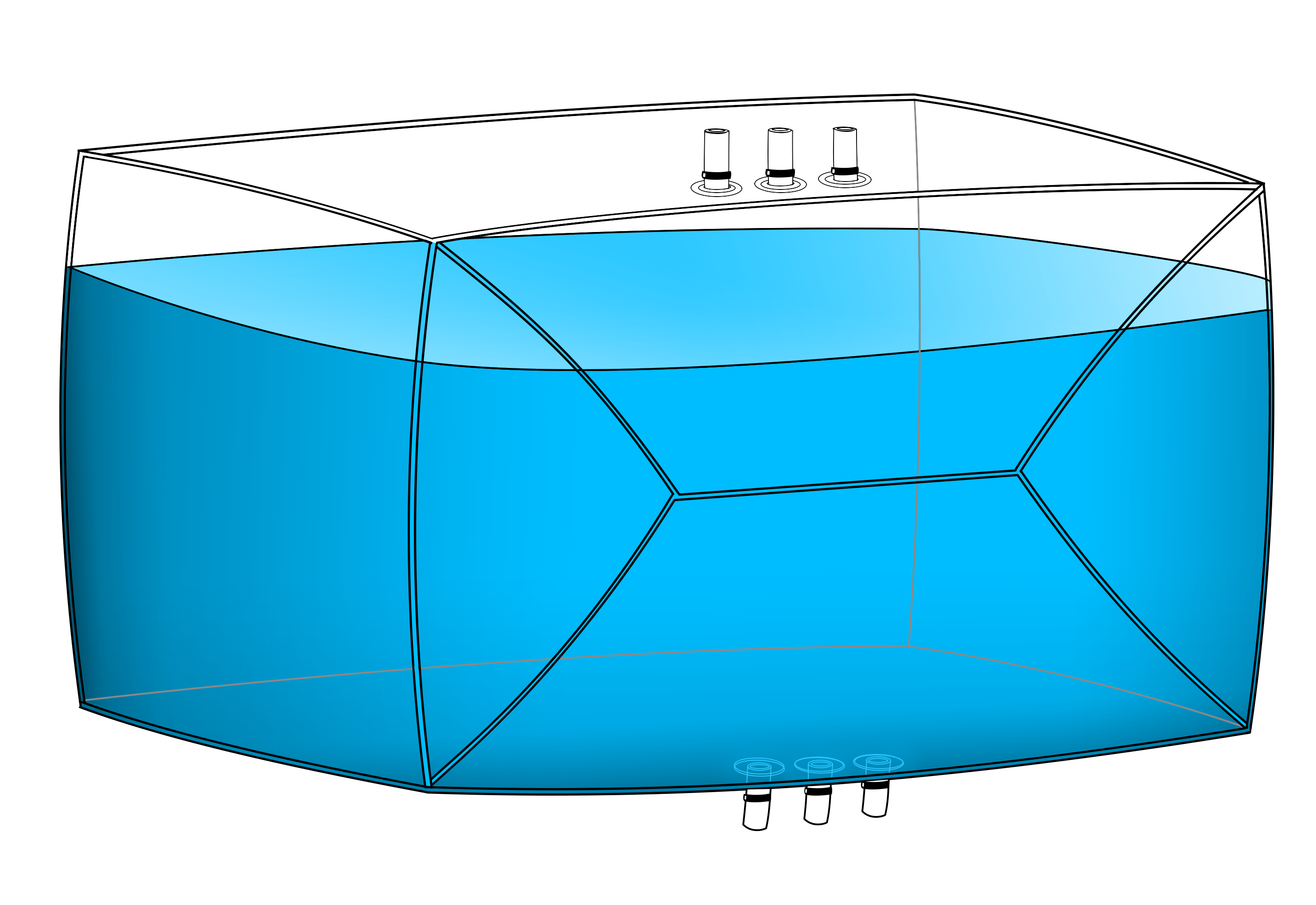 500 liter 3D bioprocessing bag with three top ports and three bottom ports, an example of the customization capabilities of ProConnex 3D bags.